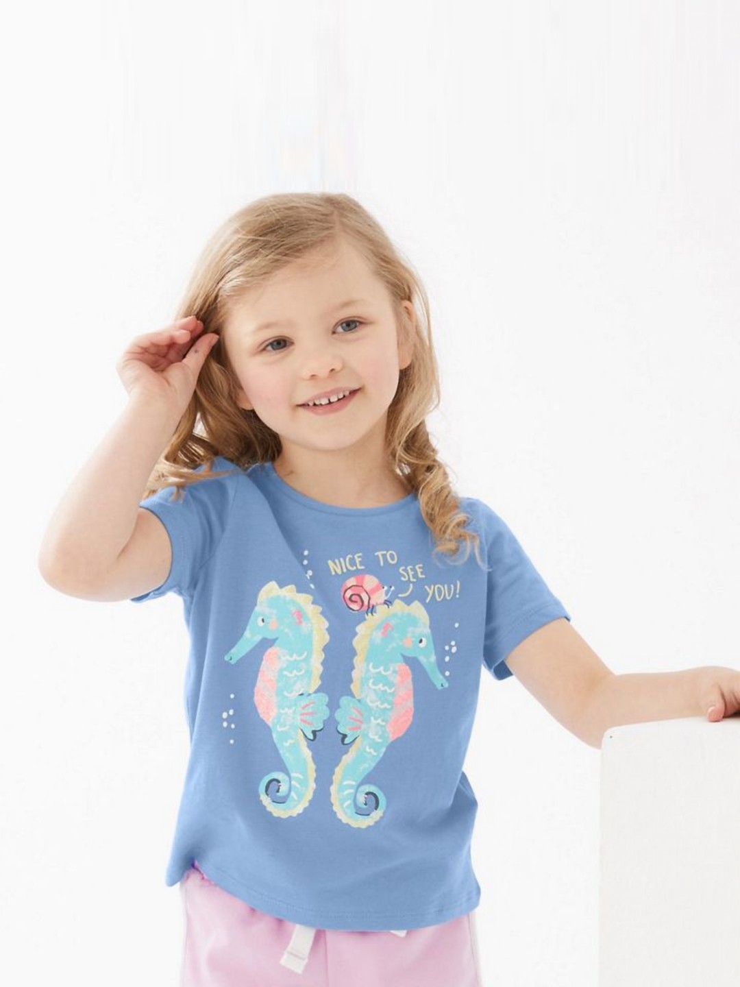 

StyleCast Girls Graphic Printed Round Neck T-shirt, Blue