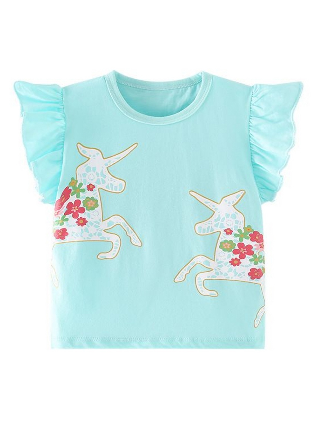 

StyleCast Girls Graphic Printed Round Neck T-shirt, Turquoise blue