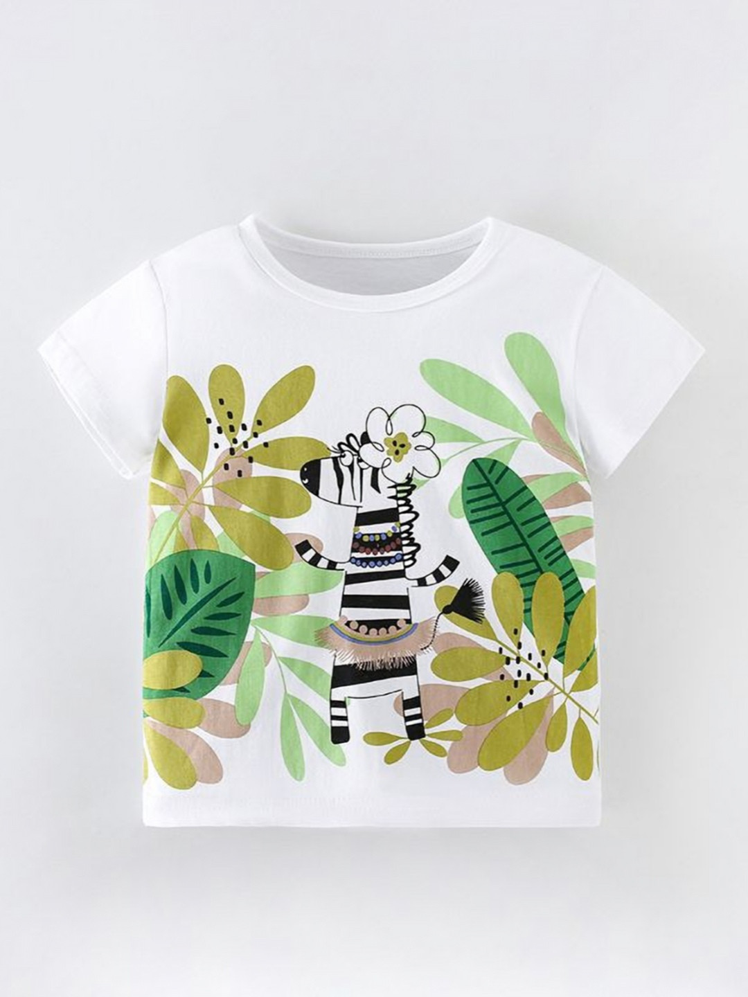 

StyleCast Girls Tropical Printed Round Neck T-shirt, White