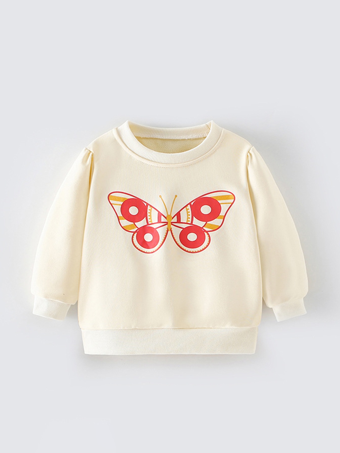 

StyleCast Girls Printed Round Neck Cotton T-shirt, Cream