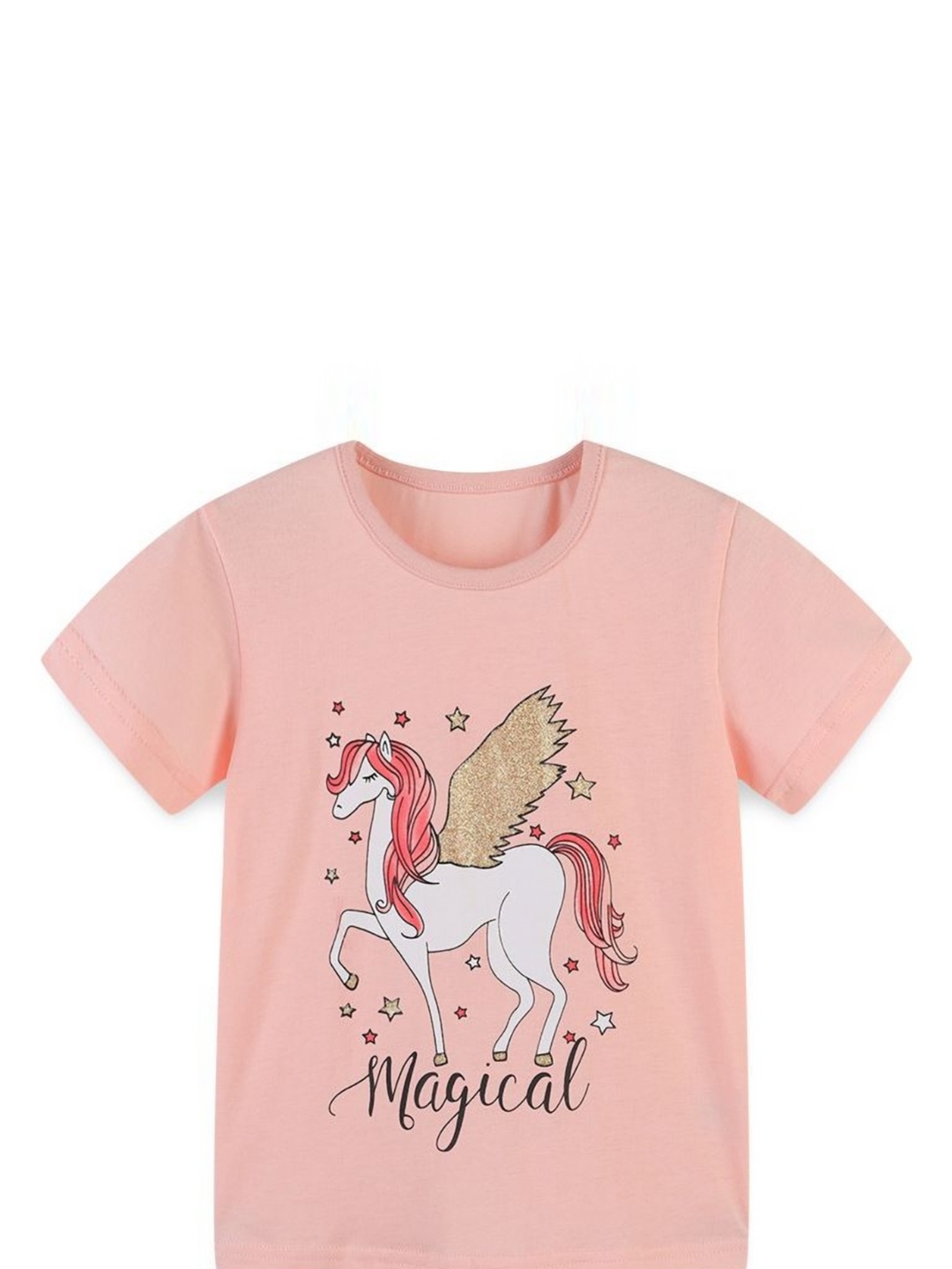 

StyleCast Girls Graphic Printed Round Neck T-shirt, Peach