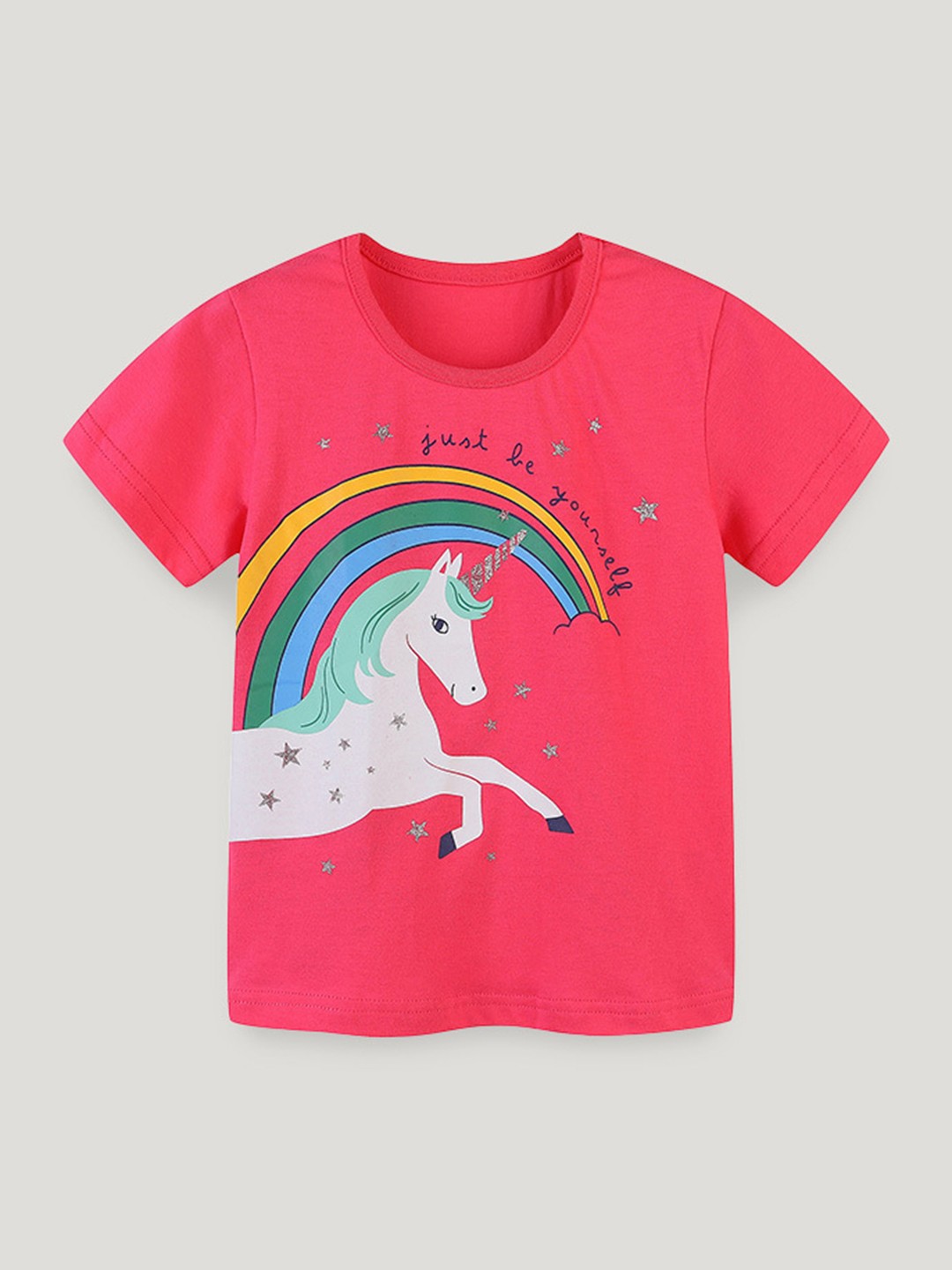

StyleCast Girls Graphic Printed Solid Round Neck Cotton T-shirt, Pink
