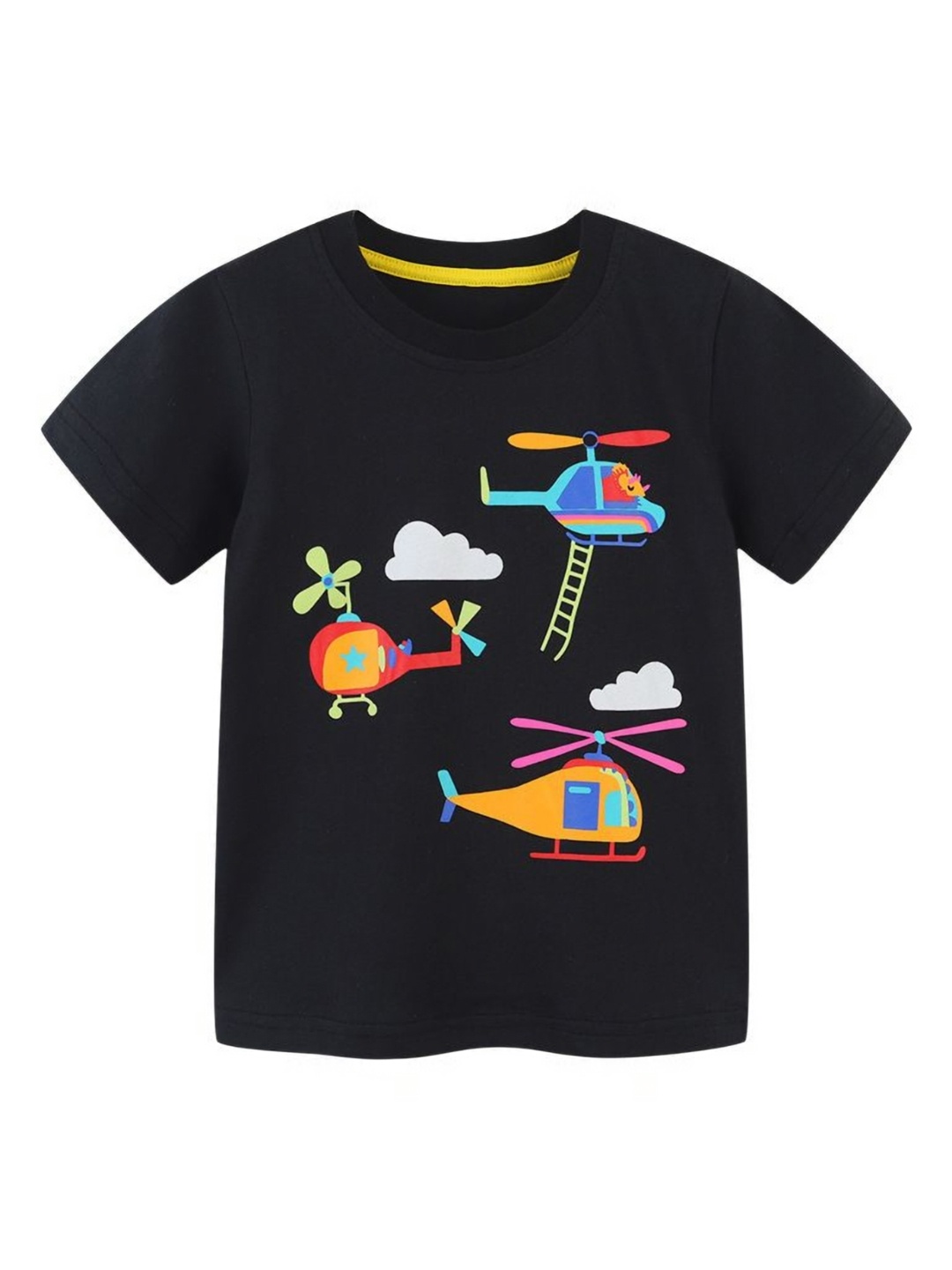 

StyleCast Boys Printed Solid Round Neck Cotton T-shirt, Black