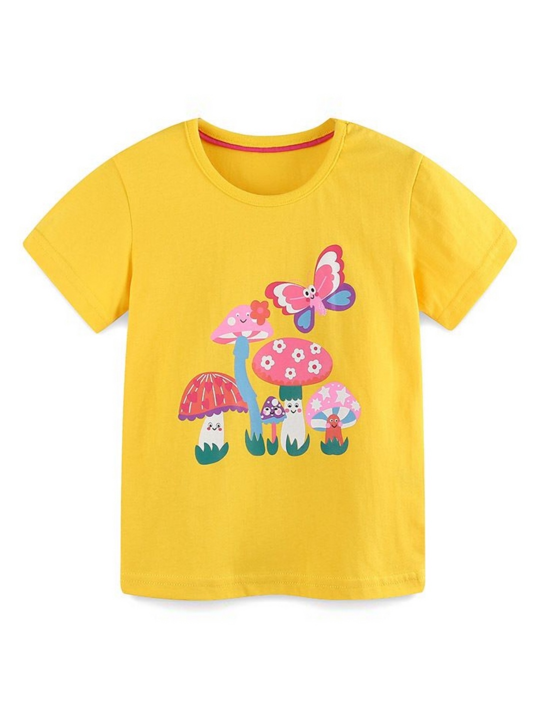 

StyleCast Girls Graphic Printed Solid Round Neck Cotton T-shirt, Yellow