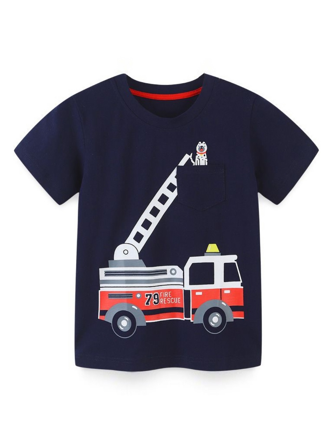 

StyleCast Boys Self Design Solid Round Neck Cotton T-shirt, Navy blue
