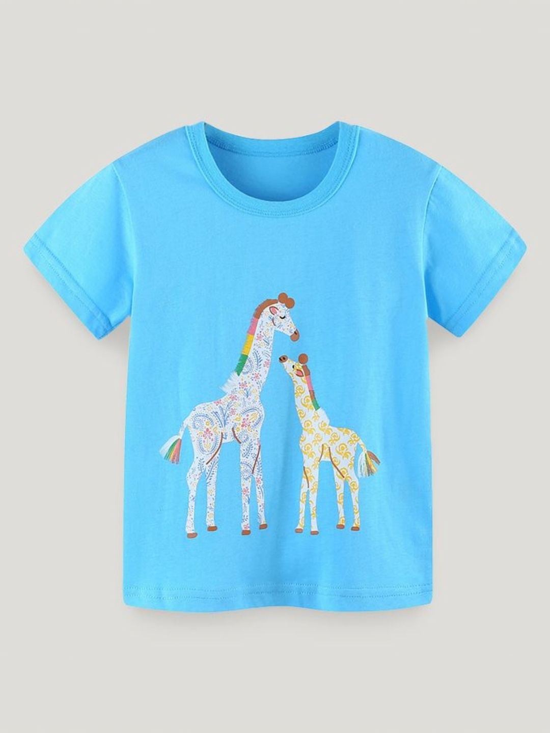 

StyleCast Girls Printed Solid Round Neck Cotton T-shirt, Turquoise blue