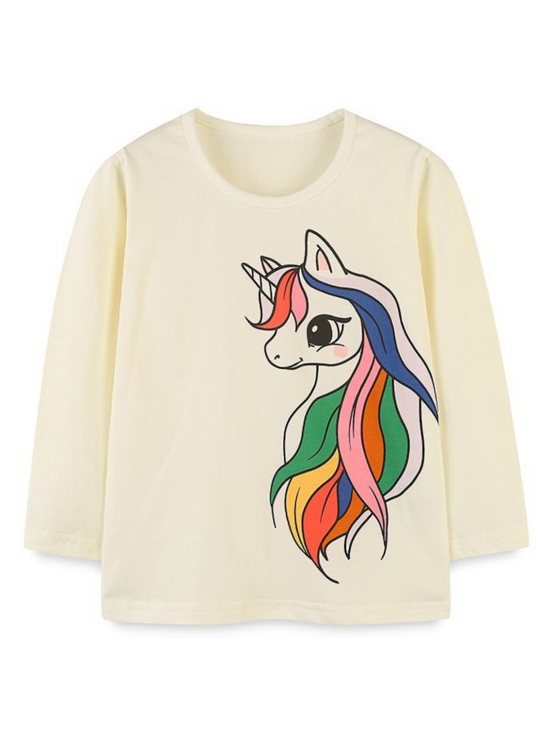 

StyleCast Girls Printed Solid Round Neck Cotton T-shirt, Cream