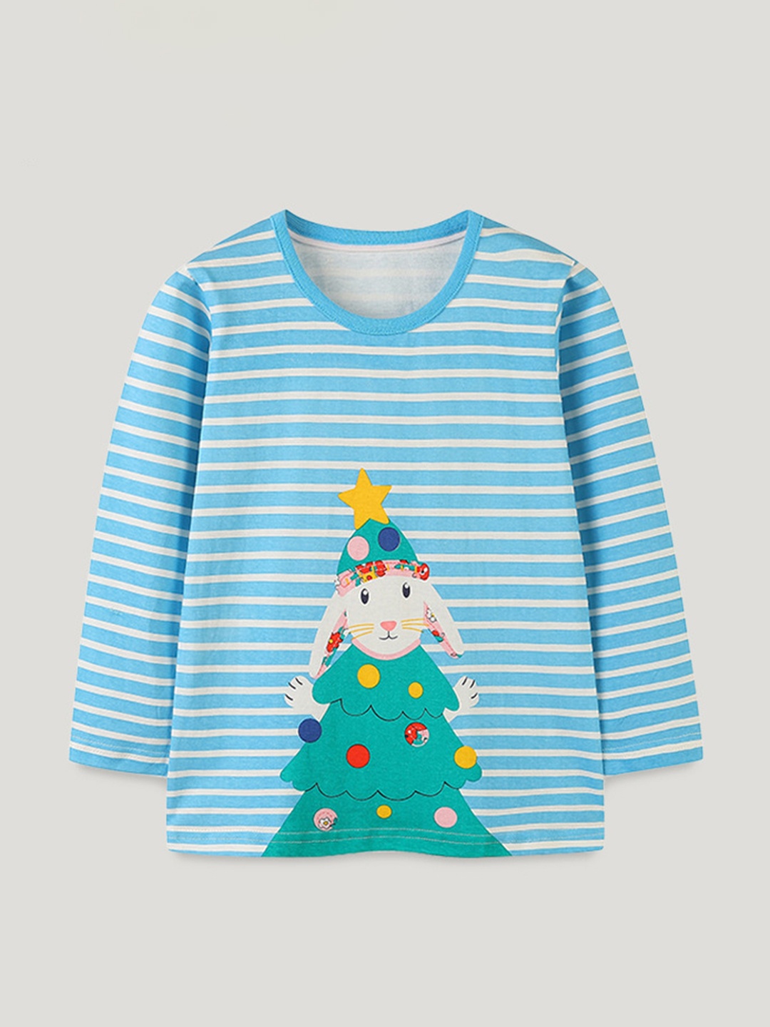 

StyleCast Girls Striped Round Neck Cotton T-shirt, Blue