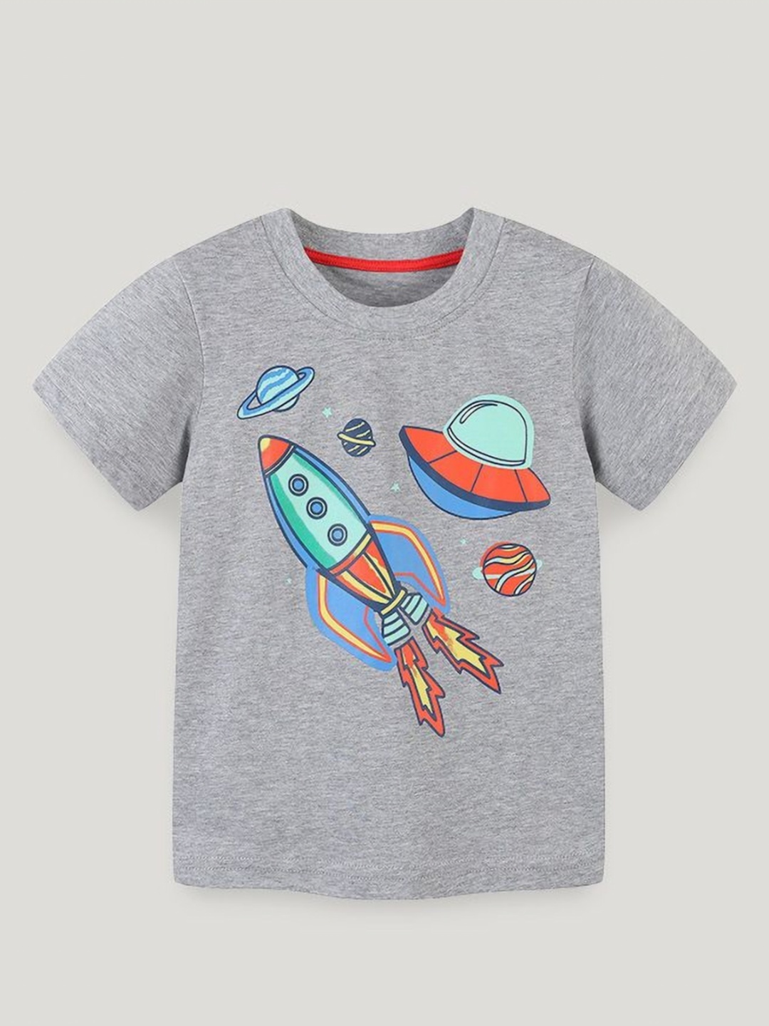 

StyleCast Boys Printed Solid Round Neck Cotton T-shirt, Grey