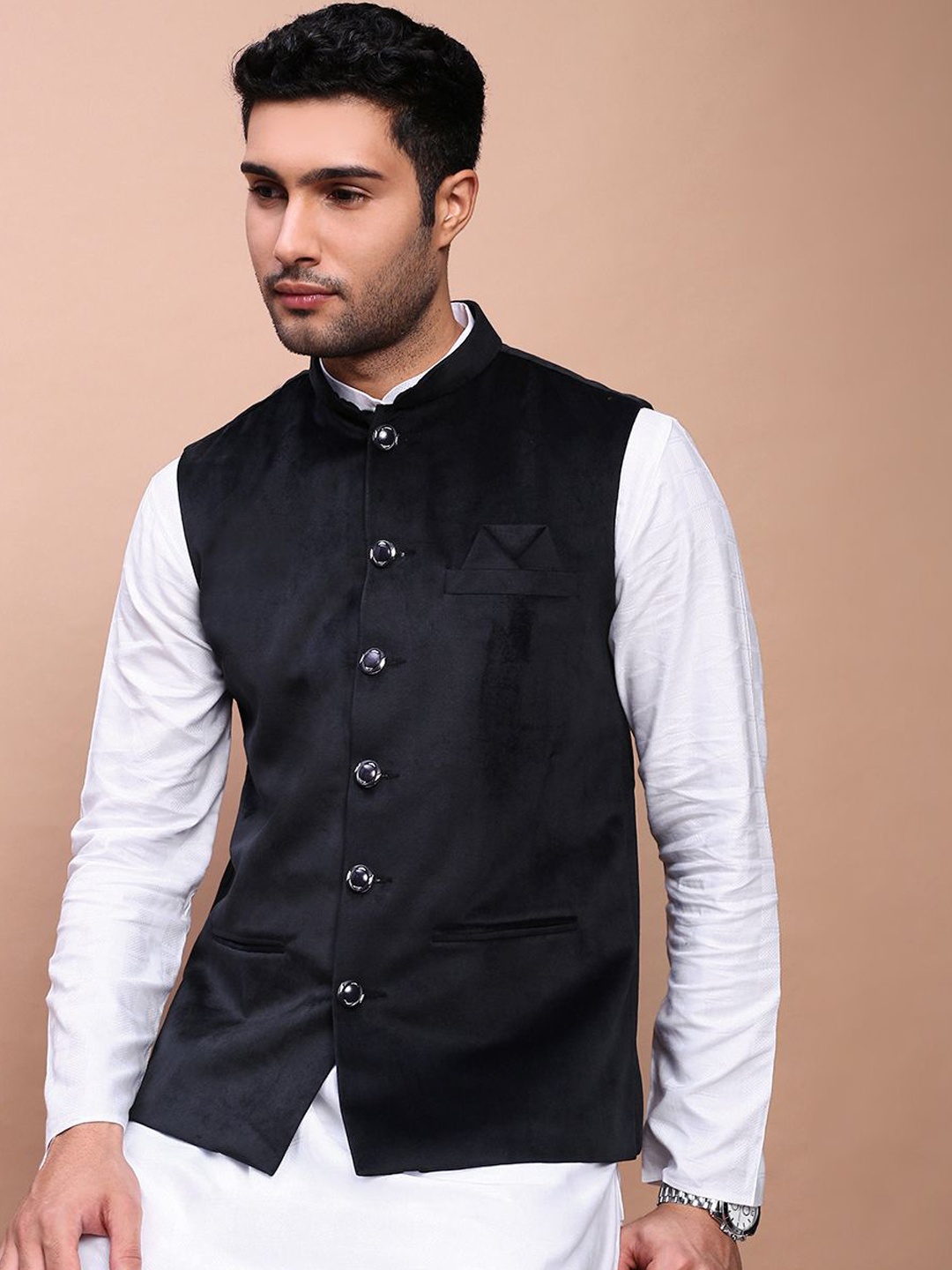 

SHOWOFF Men's Slim-Fit Nehru Jackets, Black