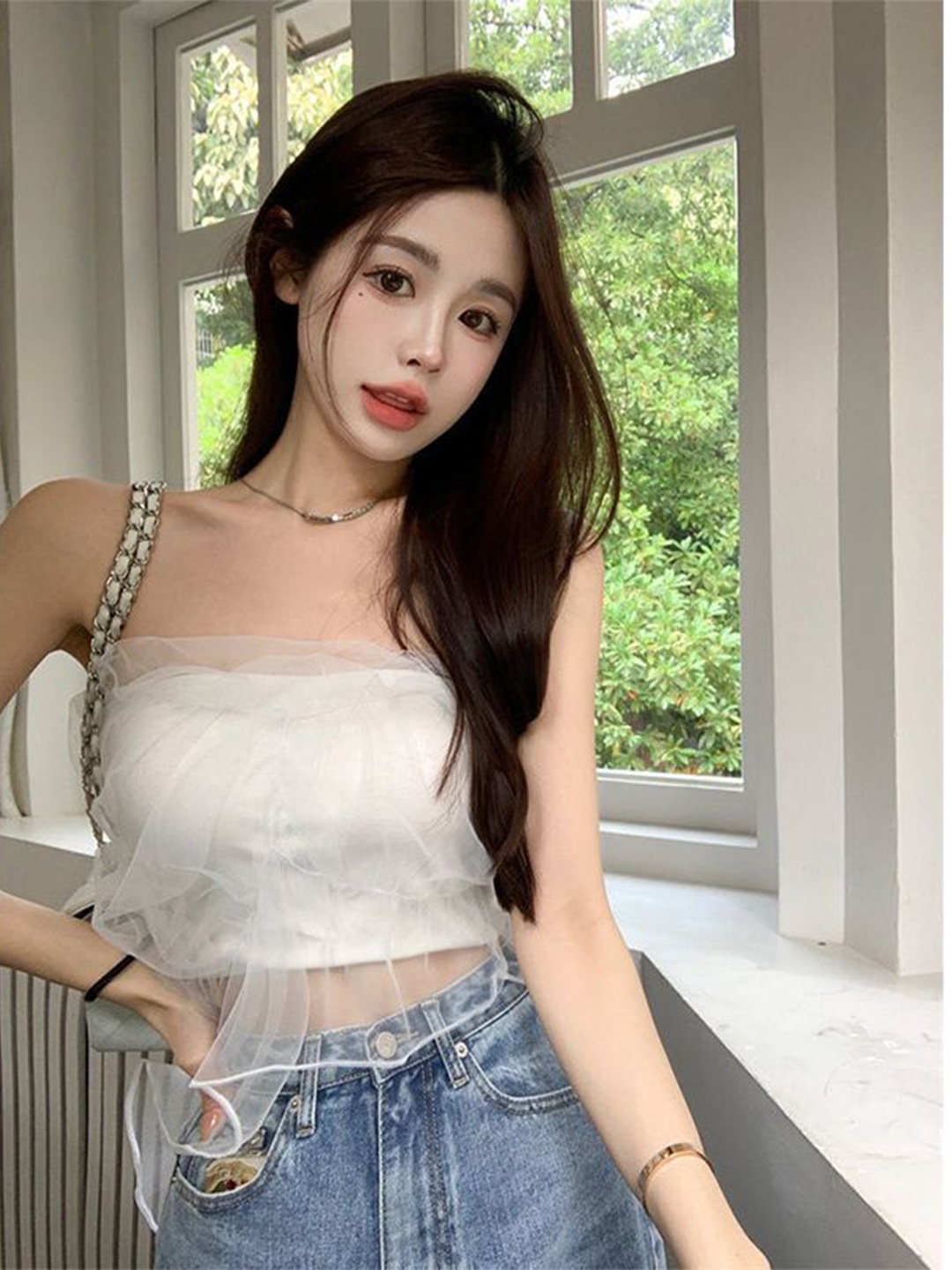 

StyleCast x Revolte strapless gathered or pleated corset top, Cream