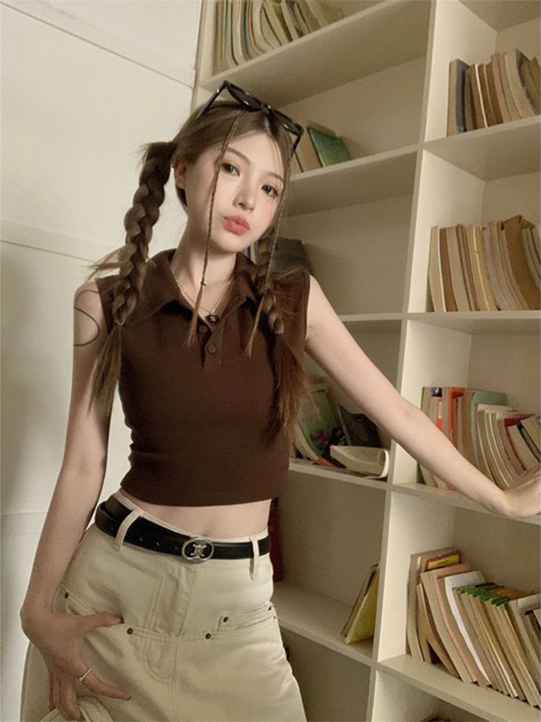 

StyleCast x Revolte Solid Sleeveless Top, Brown