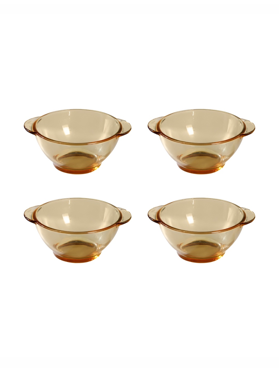 

Kuber Industries Brown 4 Pieces Glossy Glass Bowls 450ml