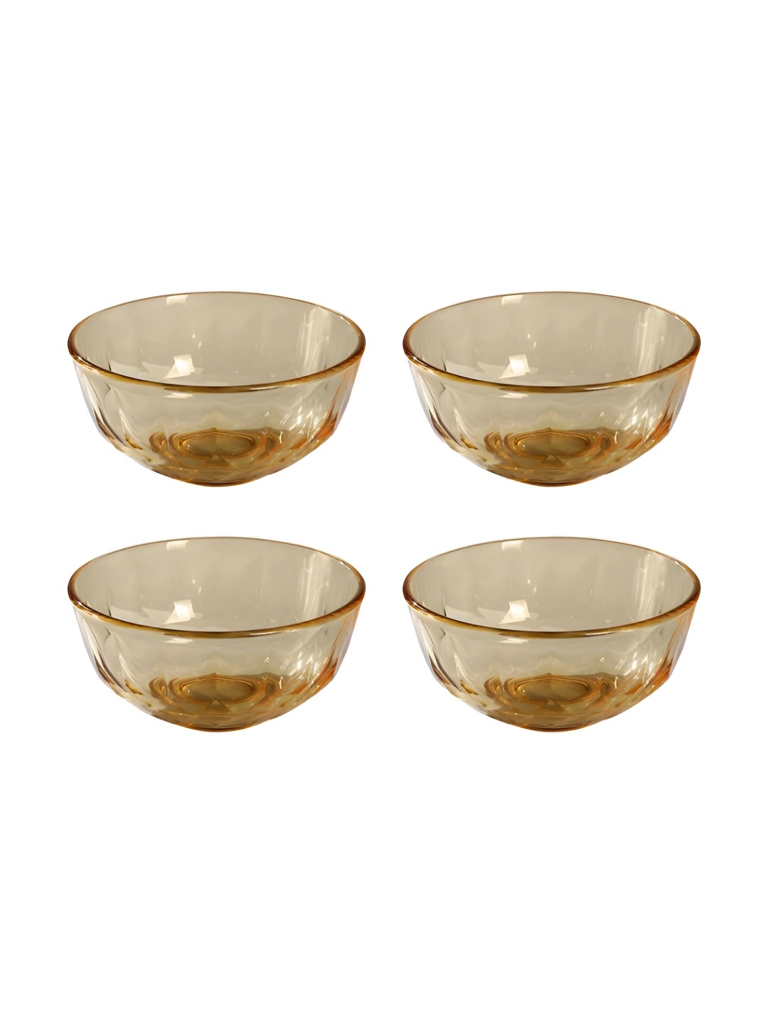 

Kuber Industries Yellow 4 Pieces Glossy Glass Bowl 420ml