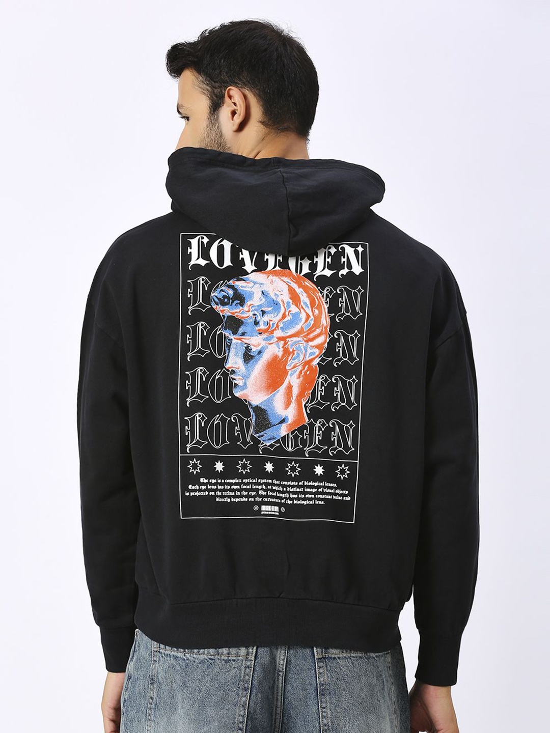 

LOVEGEN Men Graphic Printed Hooded Sweatshirt, Black