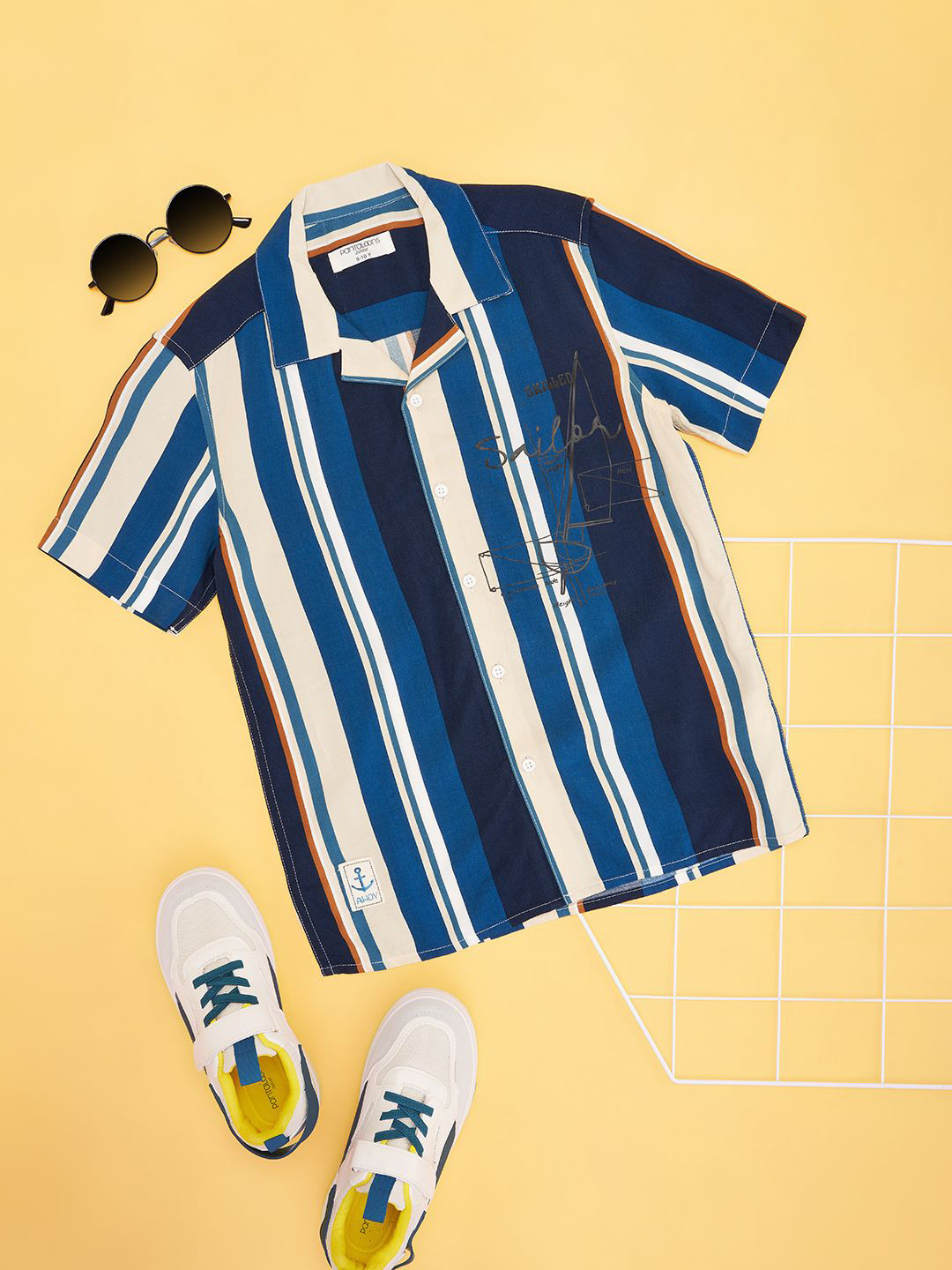 

Pantaloons Junior Boys Opaque Striped Casual Shirt, Blue