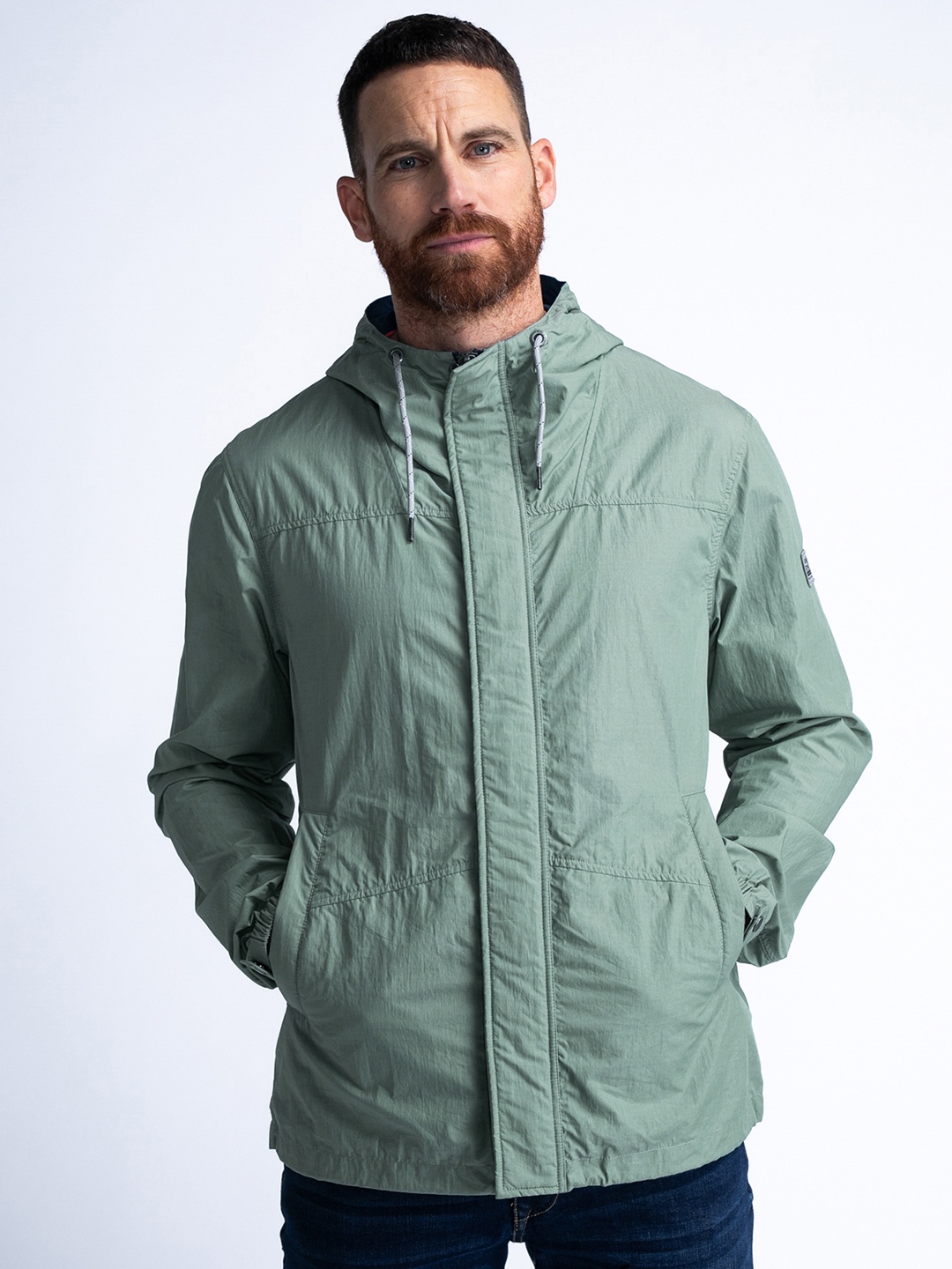 

Petrol Lightweight Mock Collar Tailored Jacket, Green