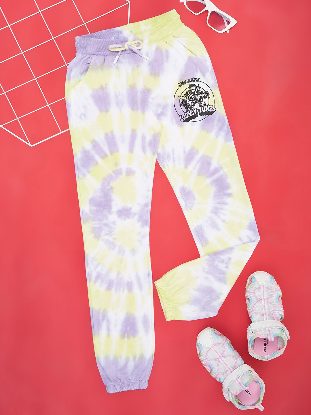 

Pantaloons Girls Tie & Dye Pure Cotton Joggers, Multi