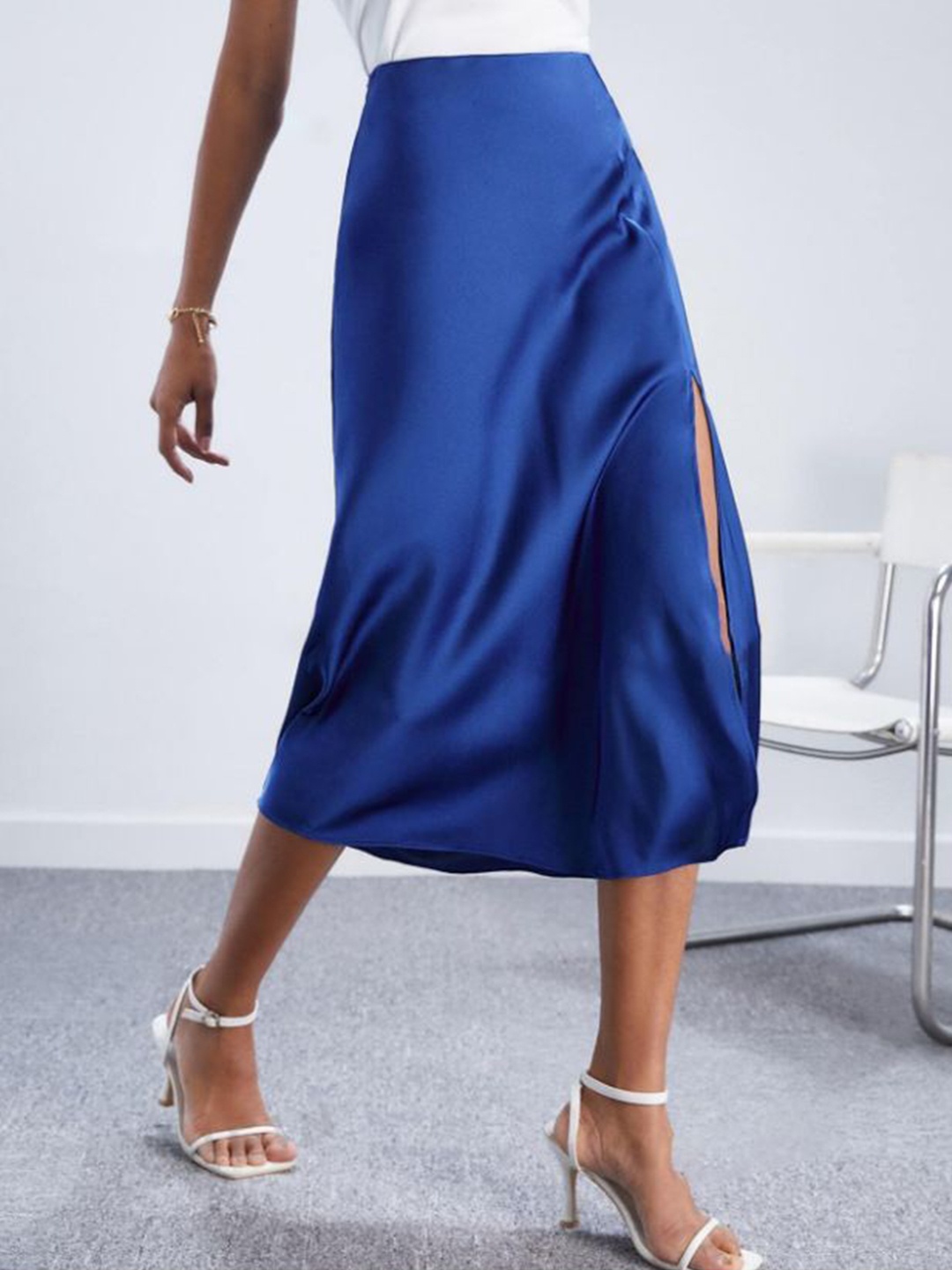 

StyleCast Woven A-Line Midi Skirt, Blue