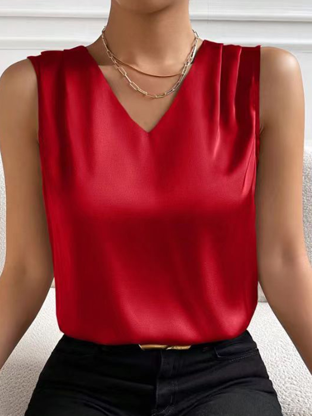 

StyleCast Solid Sleeveless Top, Red
