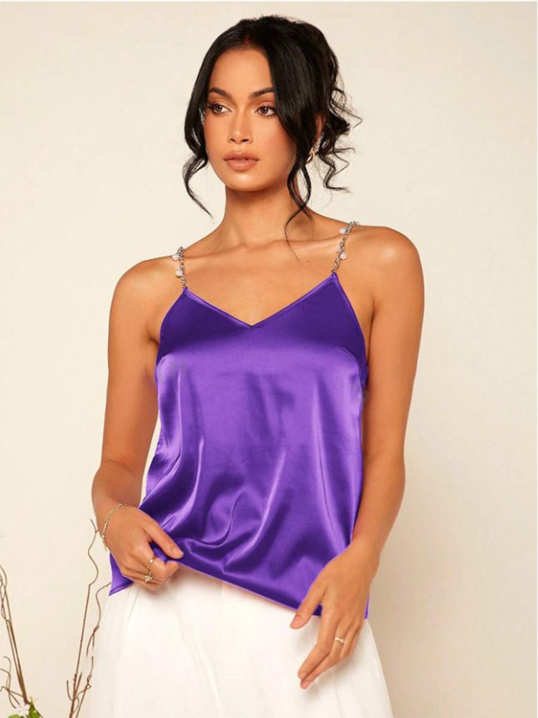 

StyleCast Solid Satin Top, Purple