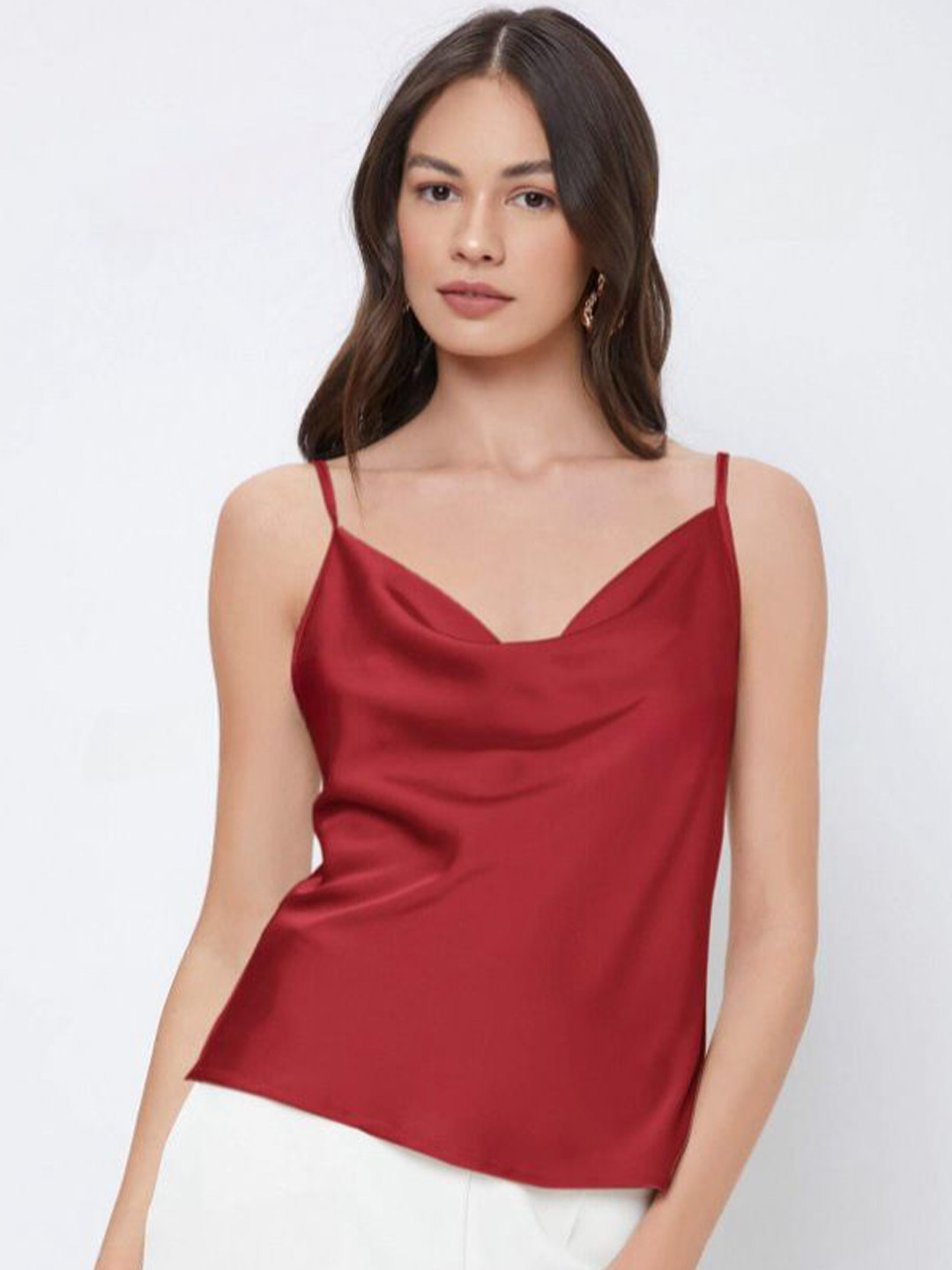 

StyleCast Shoulder Straps solid Top, Maroon