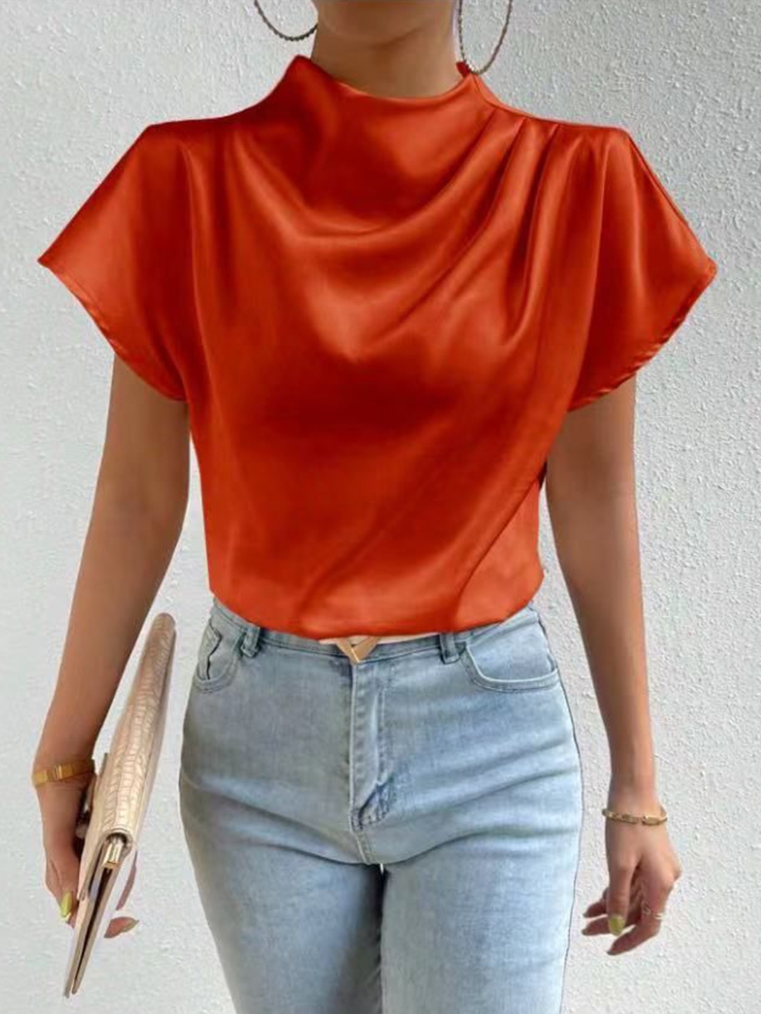 

StyleCast Halter Neck Solid Top, Rust