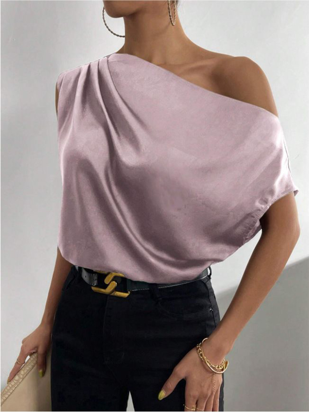 

StyleCast one shoulder extended sleeves Top, Lavender