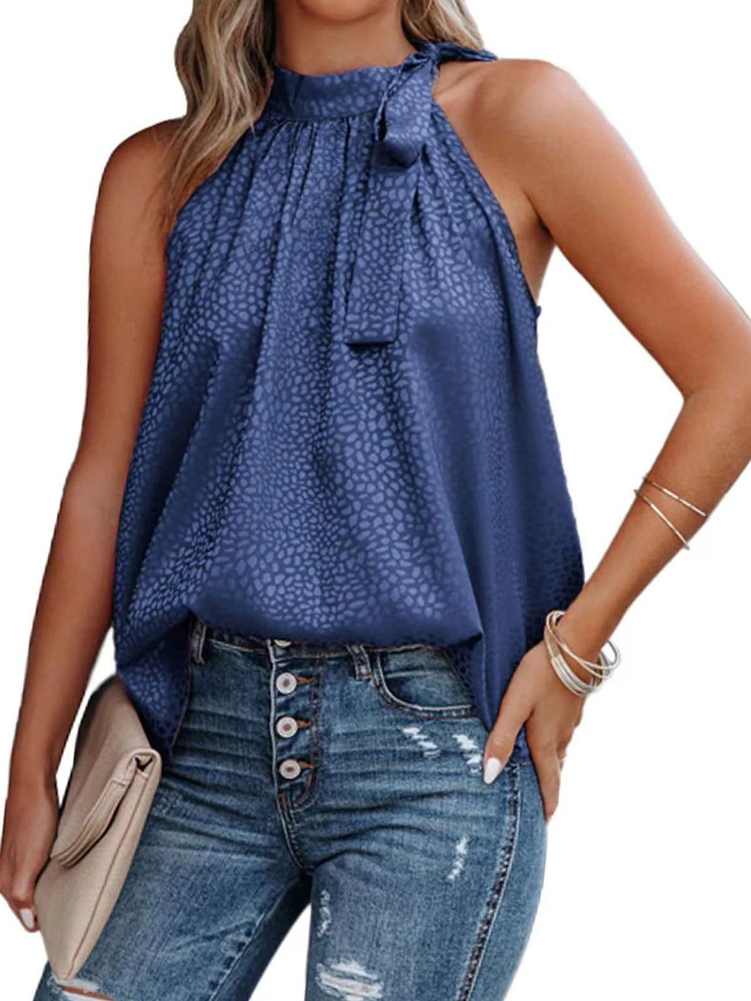 

StyleCast Leopard Printed Blouson Top, Blue