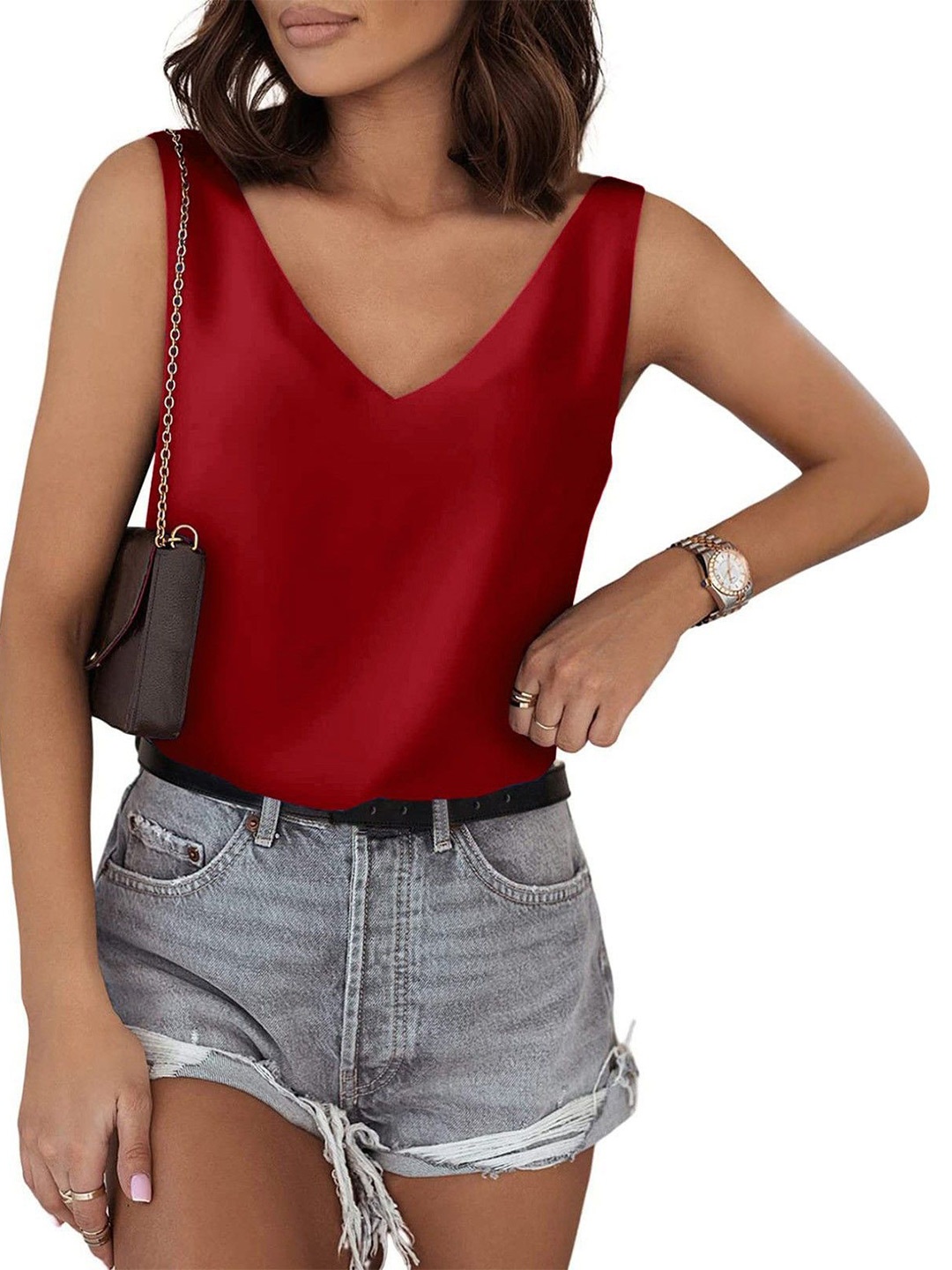 

StyleCast V-Neck solid Top, Maroon