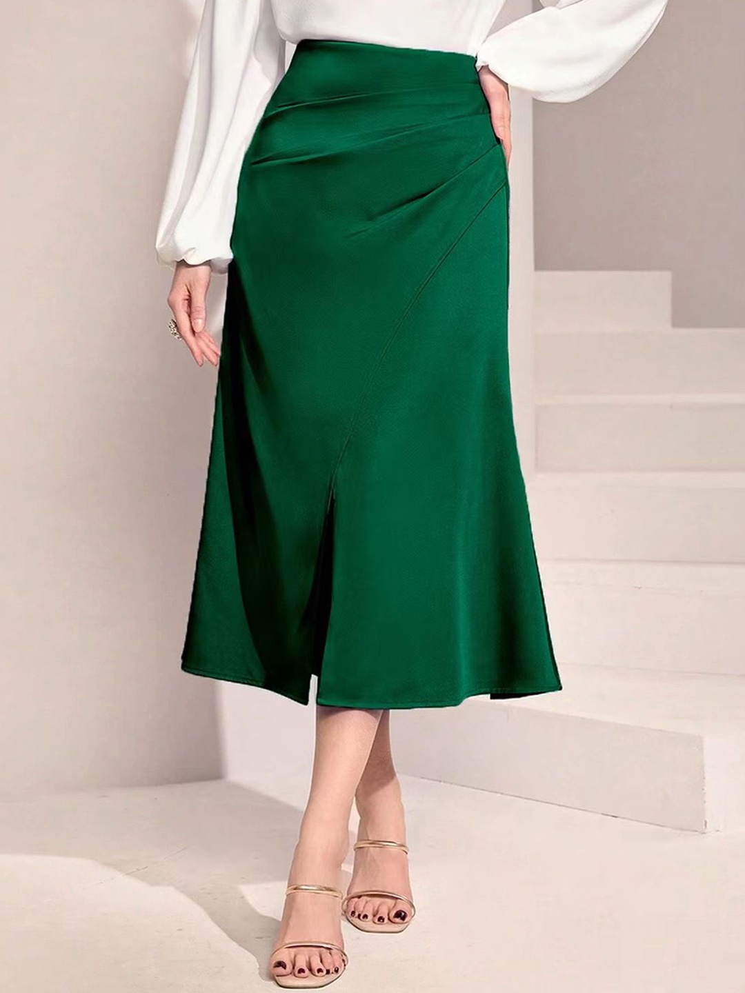 

StyleCast Satin A -Line Midi Skirts, Green