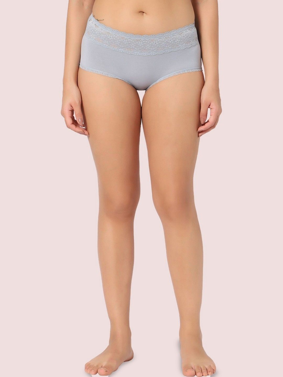 

INTIMATE QUEEN Modal Bae Super Soft Hipster Lacy Eco-Friendly Brief, Grey