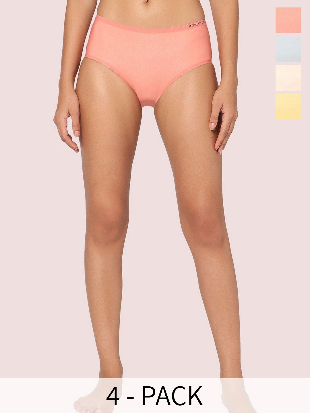 

INTIMATE QUEEN Pack Of 4 Mid-Rise Bae Quick-Dry Lightweight Cotton Bikini Briefs, Nude