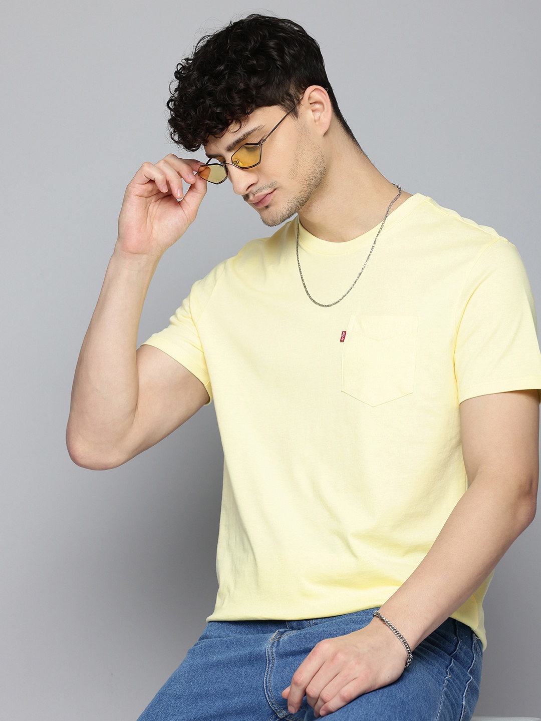 

Levis Pure Cotton Slim Fit T-shirt With Chest Pocket, Yellow