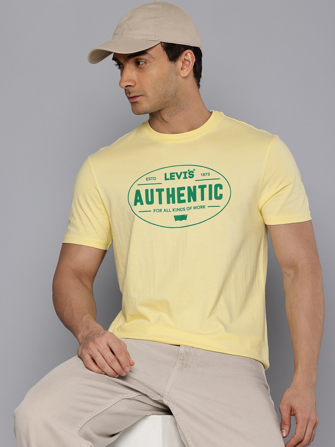

Levis Brand Logo Printed Pure Cotton Slim Fit T-shirt, Yellow