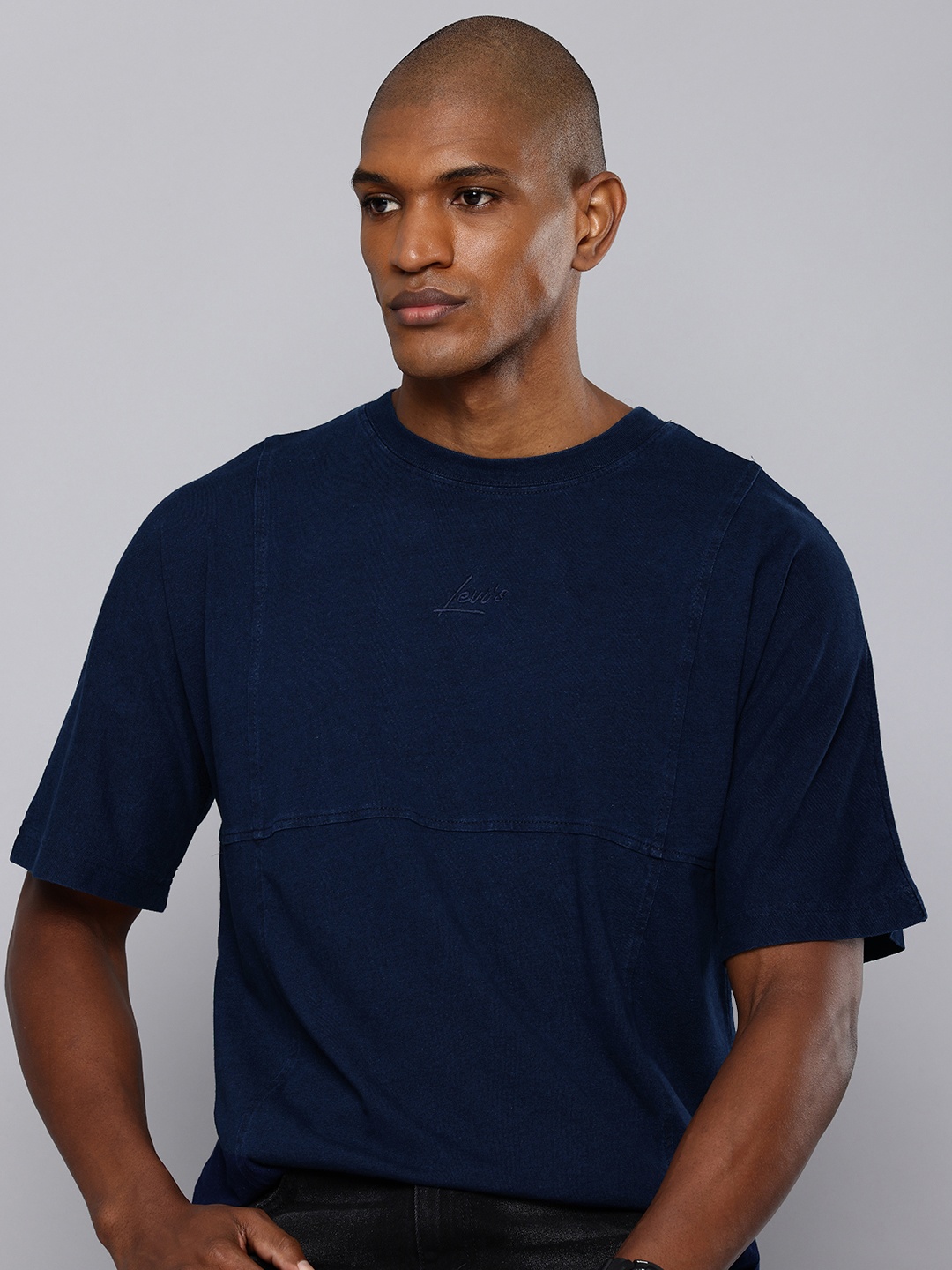 

Levis Extended Sleeves Loose Fit Pure Cotton T-shirt, Navy blue