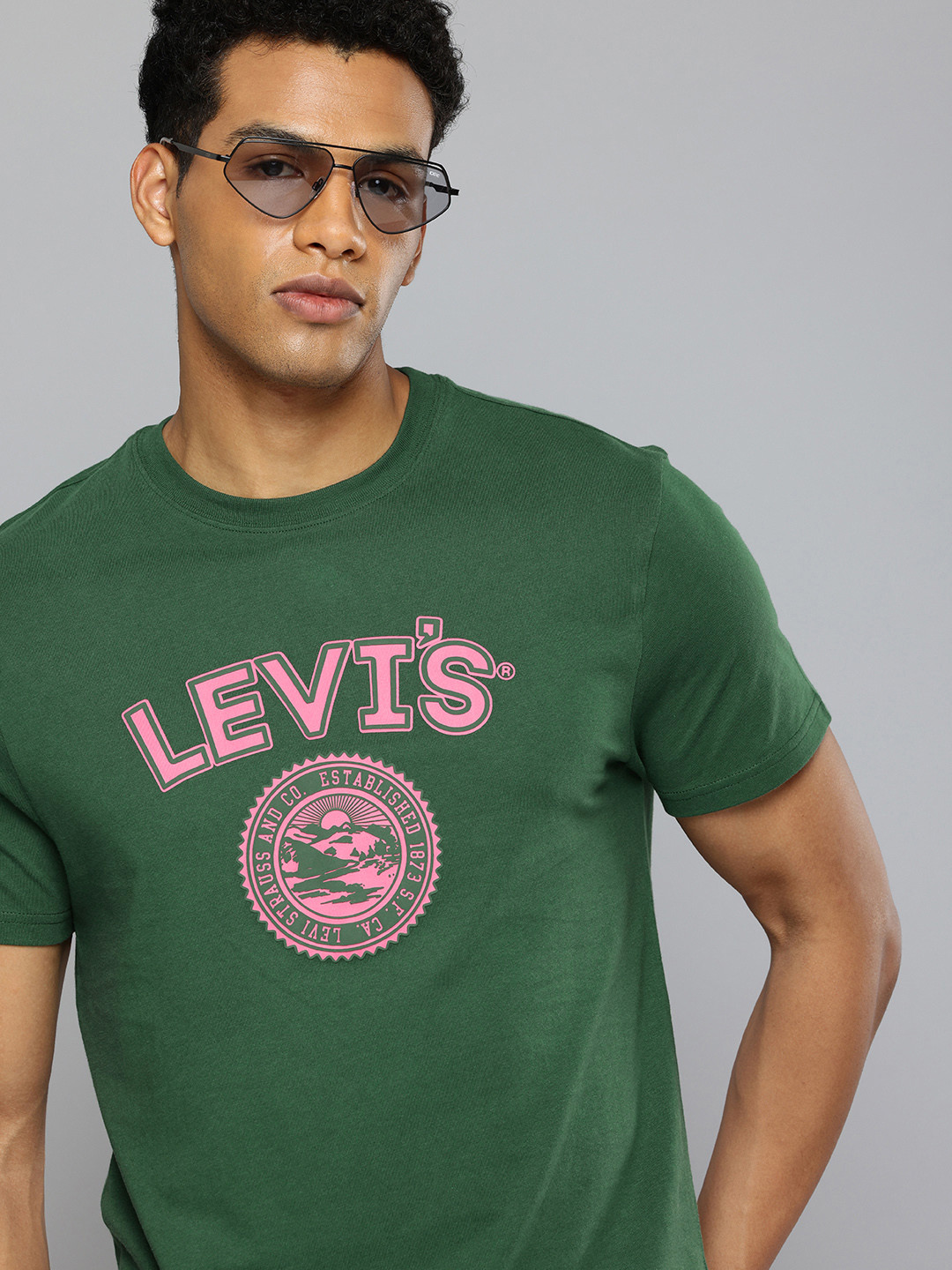 

Levis Brand Logo Printed Pure Cotton T-shirt, Green