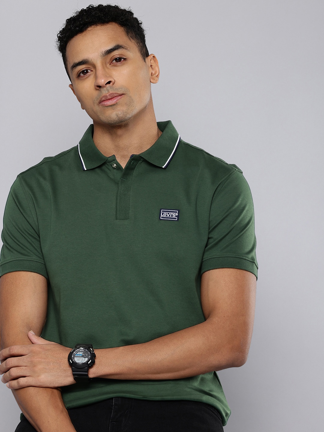Levis Polo Collar Pure Cotton Slim Fit T-shirt, Green