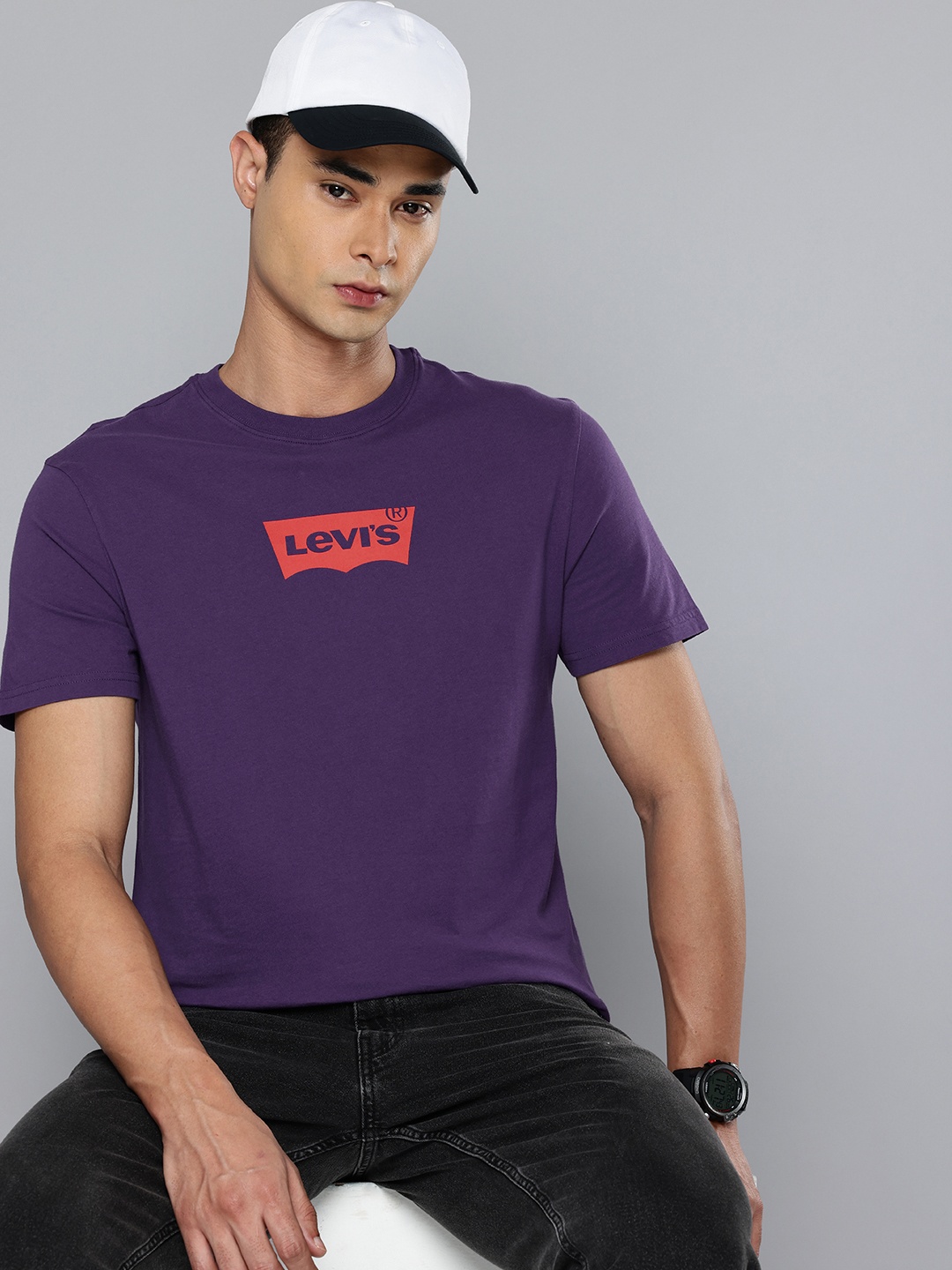 

Levis Brand Logo Printed Pure Cotton T-shirt, Purple