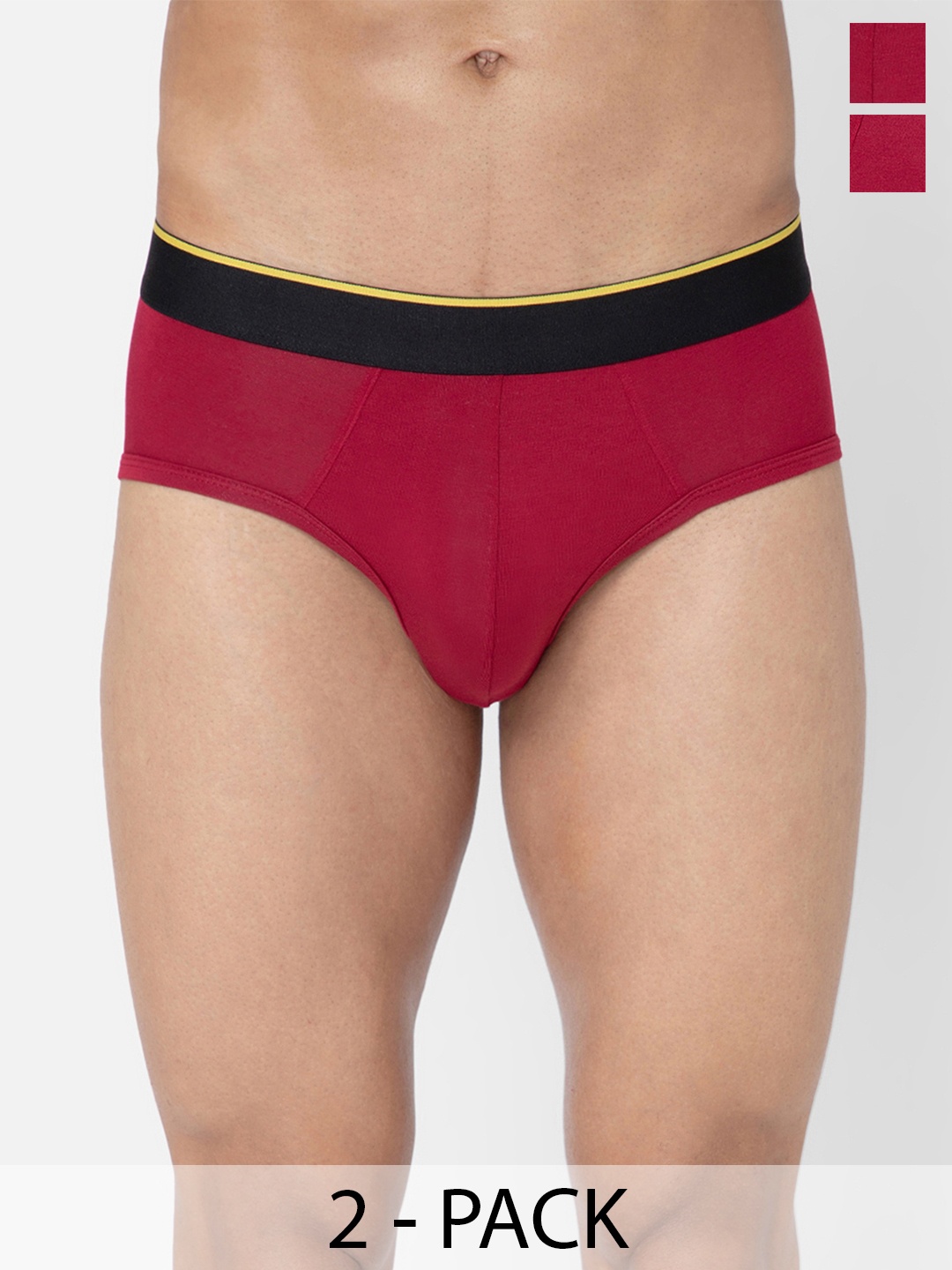 

bummer Pack of 2 Mid Rise Anti Microbial Basic Briefs BRGEGE02S, Maroon