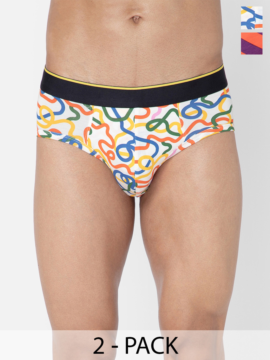 

bummer Pack Of 2 Printed Mid Rise Anti Microbial Basic Briefs-BRSTCH02S, White