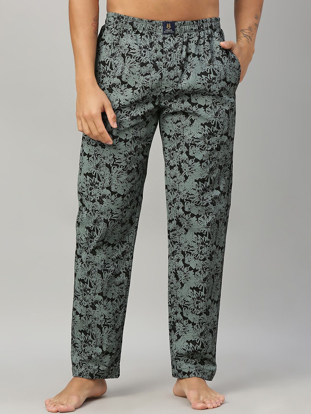 

URBAN SCOTTISH Men Printed Pure Cotton Lounge Pant, Grey