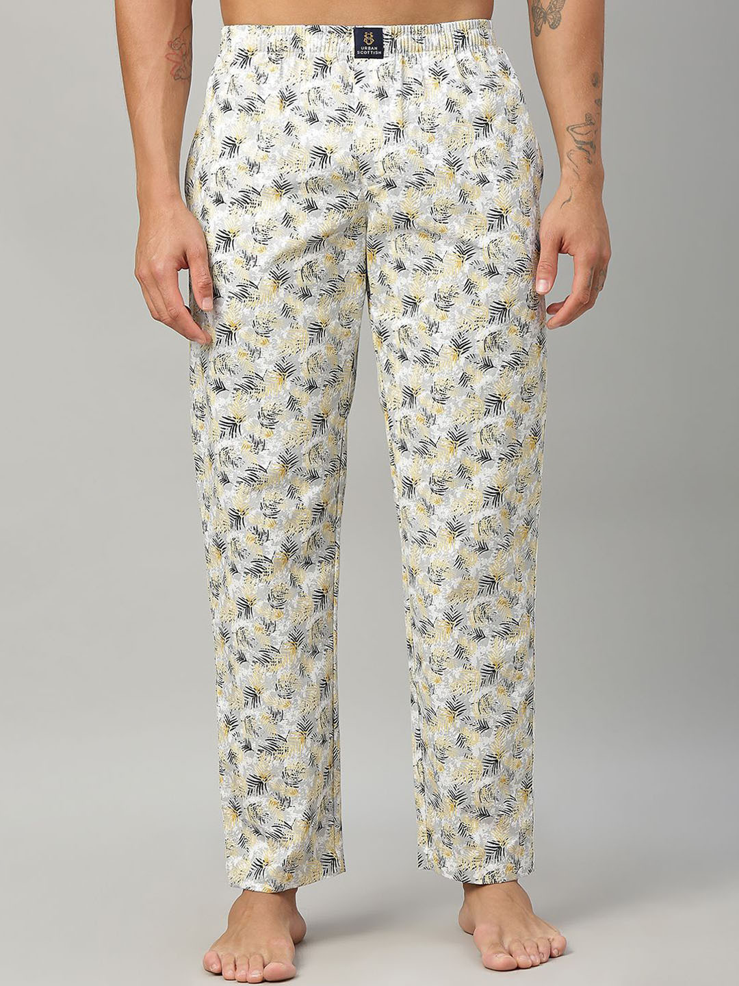 

URBAN SCOTTISH Men Printed Cotton Lounge Pants, Grey