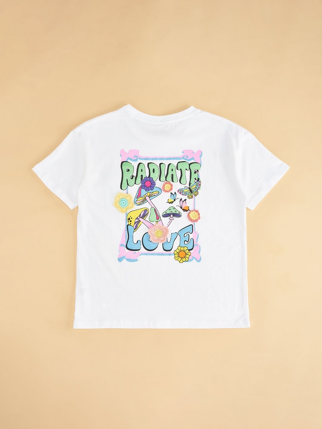 

Pantaloons Junior Girls Other Printed Round Neck Cotton T-shirt, White