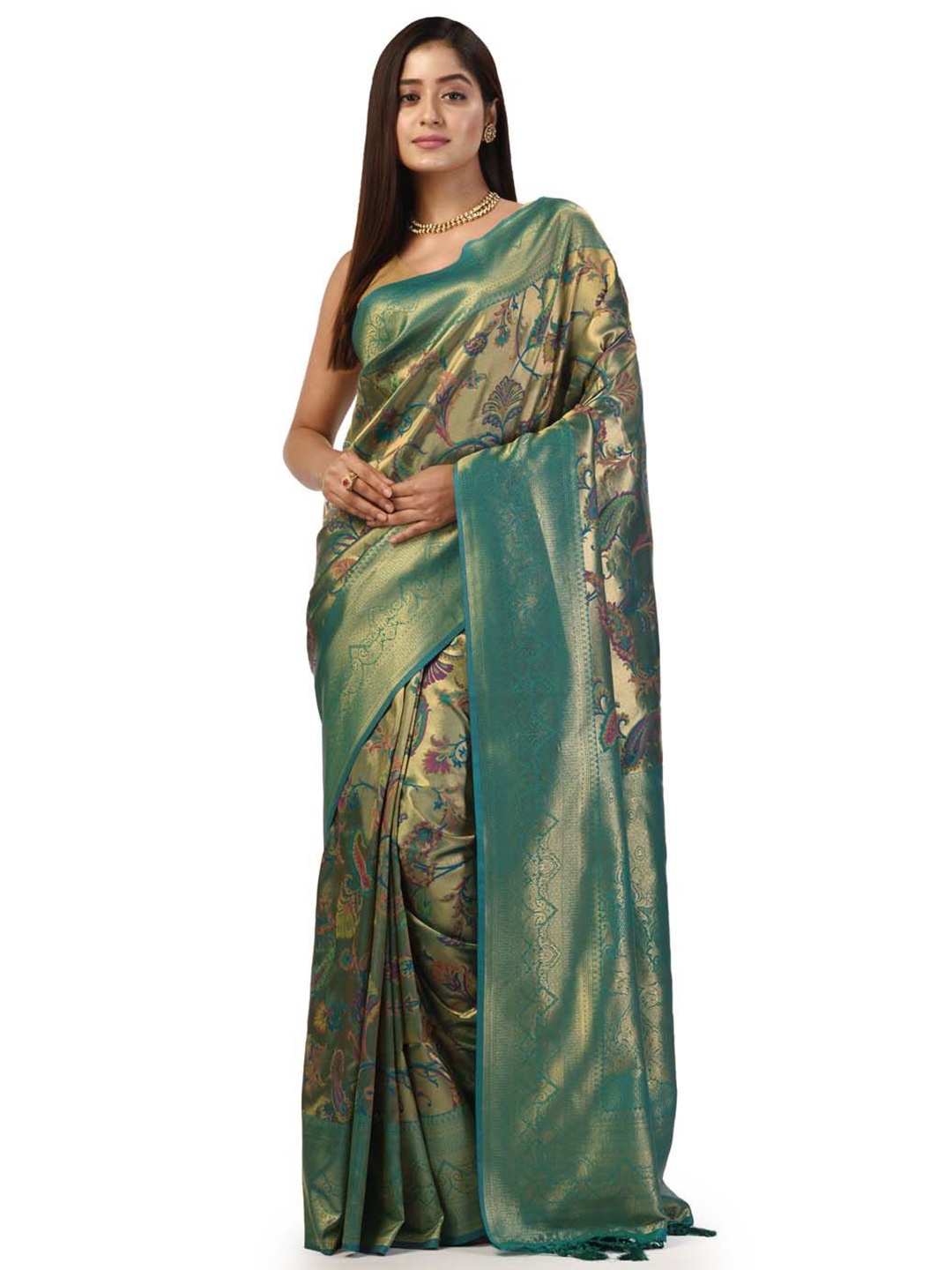 

KAVVYA Ethnic Motif Zari Woven Banarasi Saree, Blue