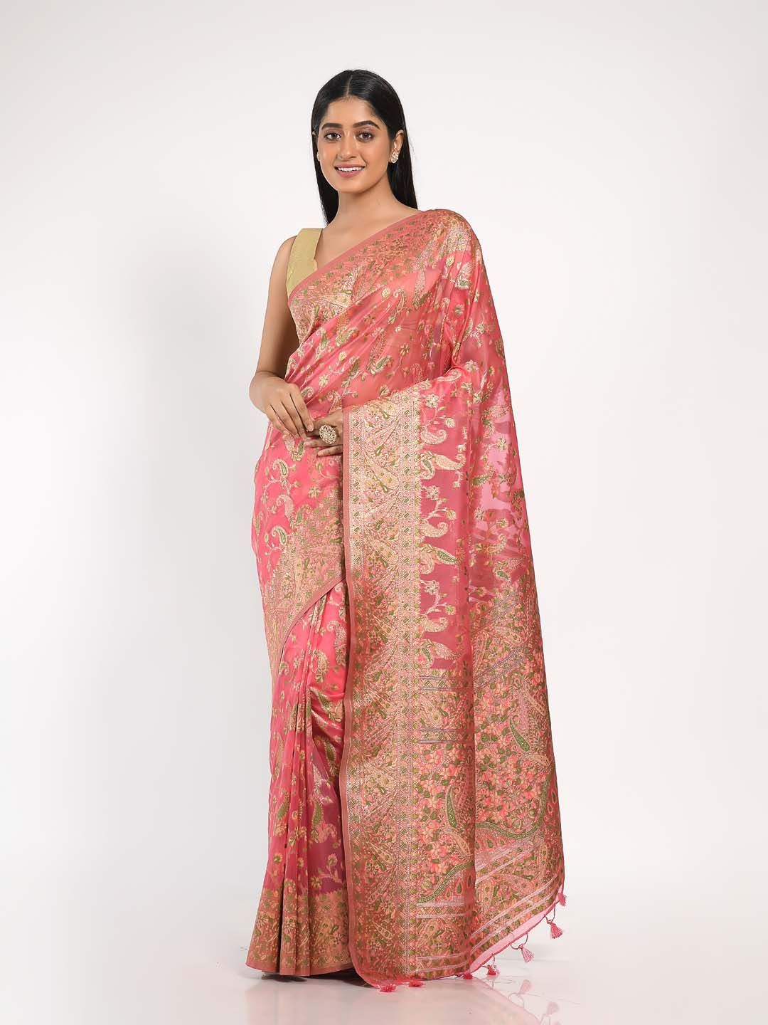 

KAVVYA Woven Design Zari Banarasi Saree, Pink