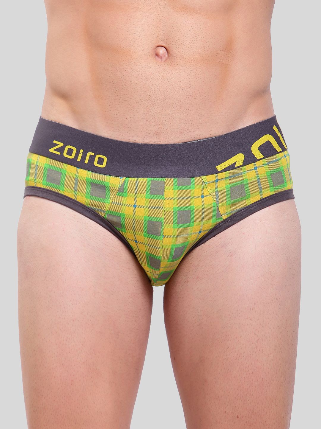 

Zoiro Men Checked Mid-Rise Basic Briefs ZO-BRI-81-SUL-S-1PC, Yellow