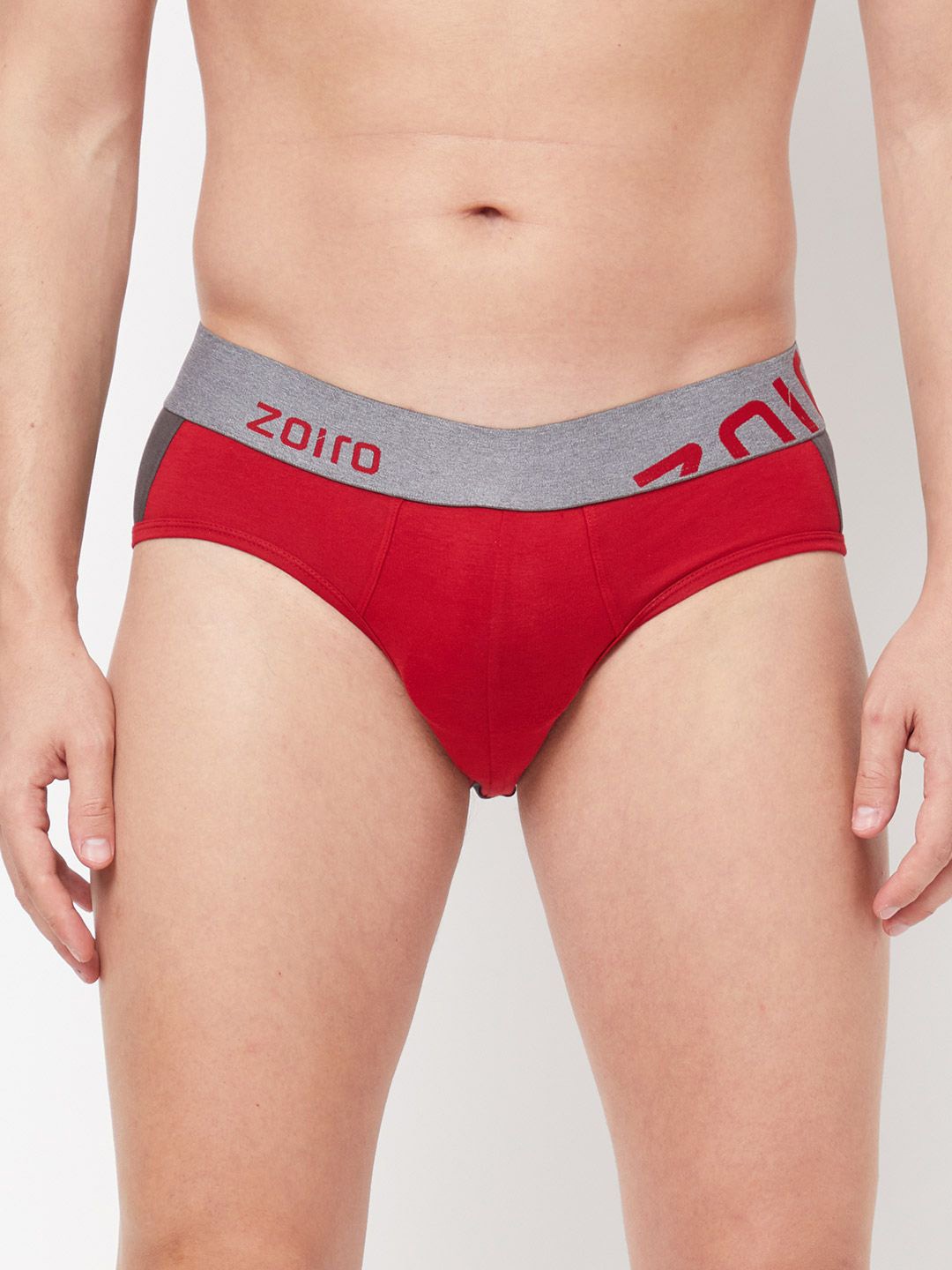 

Zoiro Men Colorblocked Mid-Rise Basic Briefs ZO-BRI-31-RRCR-S-1PC, Red
