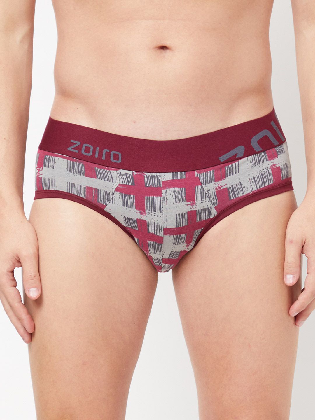 

Zoiro Men Checked Mid-Rise Basic Briefs ZO-BRI-81-NIN-S-1PC, Grey
