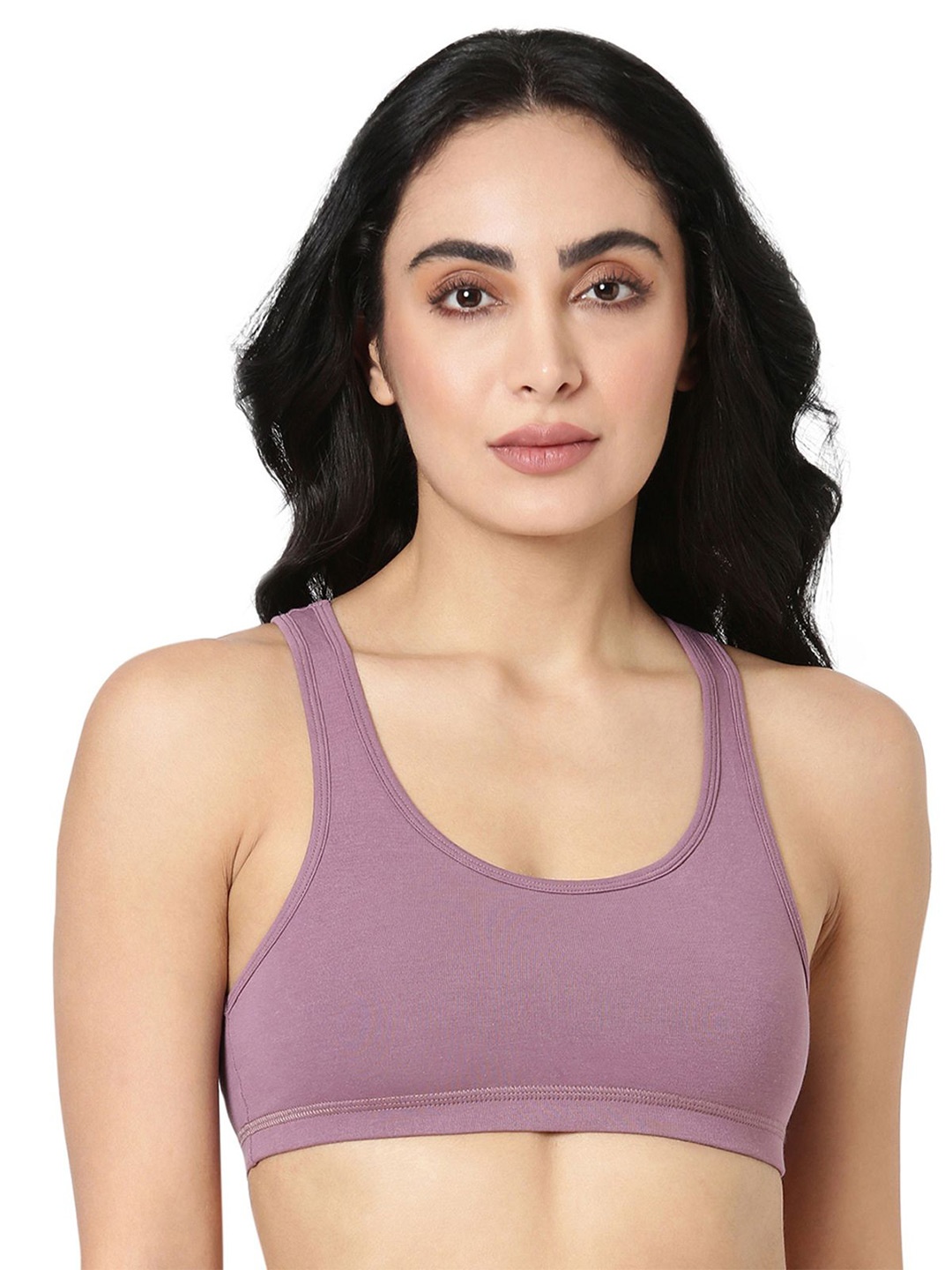 

BLOSSOM Full Coverage Non Padded Racerback Seamless Beginners Bra- All Day Comfort, Mauve